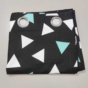 Black Printed Triangles Duck Cotton Curtain 01