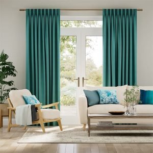 Ahisma Luxe Faux Silk Turquoise Curtains