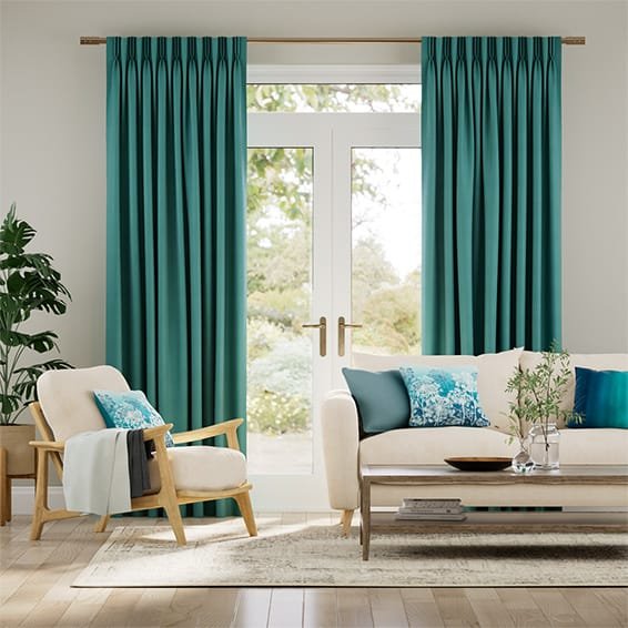 Ahisma Luxe Faux Silk Turquoise Curtains