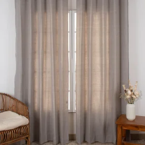 Elephant Grey Solid Linen Cotton Curtain