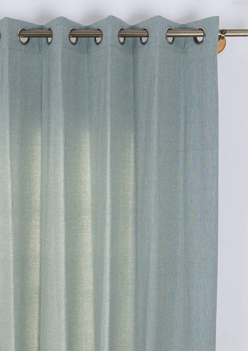 Ocean Teal Linen Cotton Plain Curtain 02