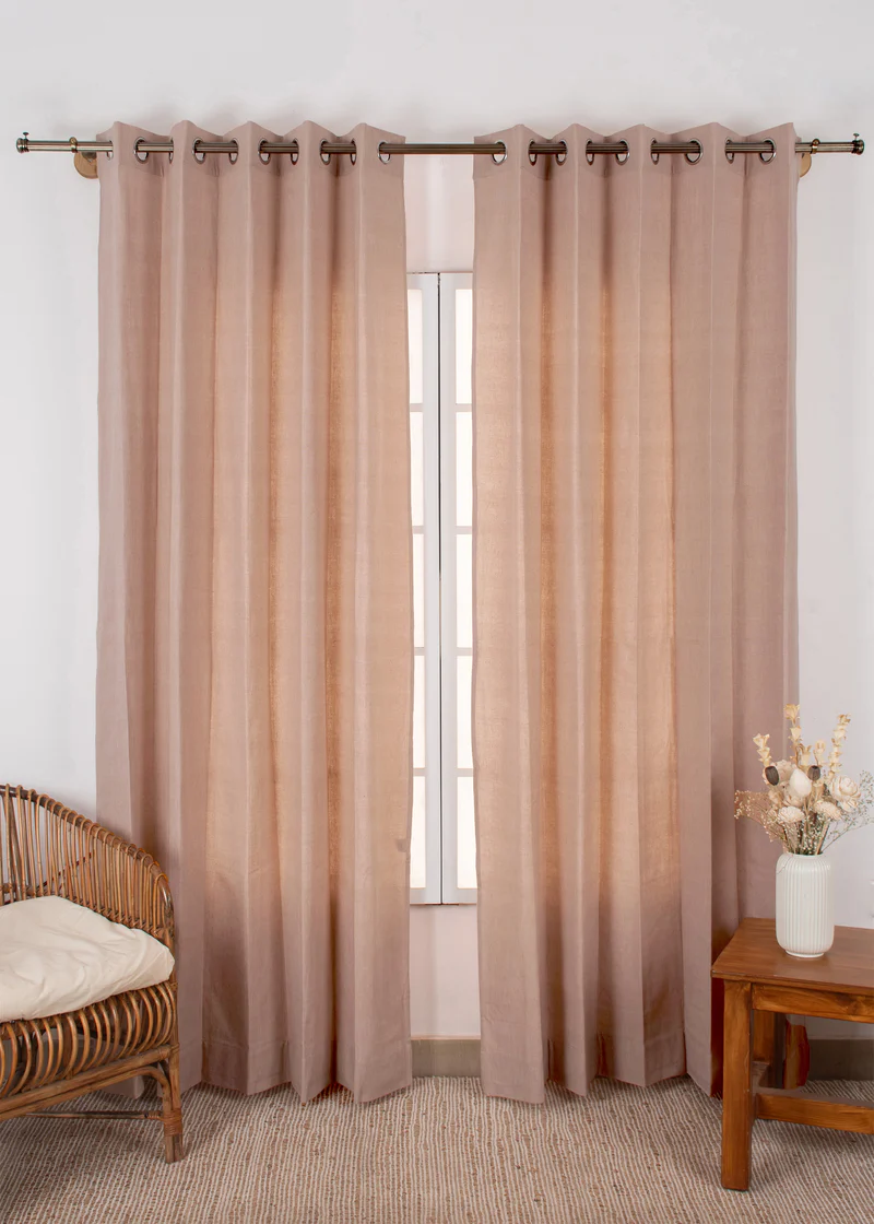 Pink Sand Solid Linen Curtains