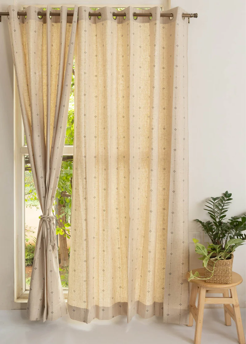 Tulsi Linen Cotton Blend Ethnic Textured Curtain