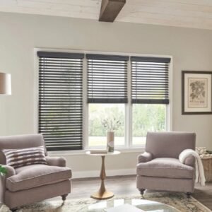 2 Cordless Faux Wood Blinds – Wood Finish
