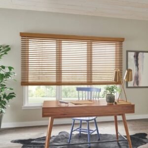 2 Premier Cordless Faux Wood Window Blinds